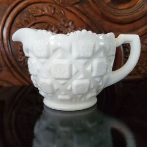 Vntg 12oz "Old Quilt" Milk Glass Creamer-Almost New by Westmoreland